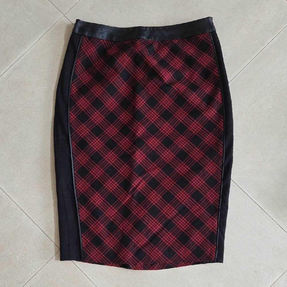 Plaid Knee Length Pencil Skirt